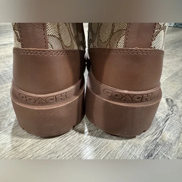 Coach City Sole Side Zip Lace Up Monogram Signature C Boots- Brown, Men’s 8D - Picture 4 of 12